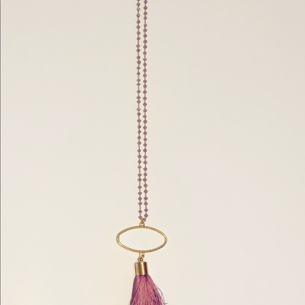 Taupe Tassel Necklace